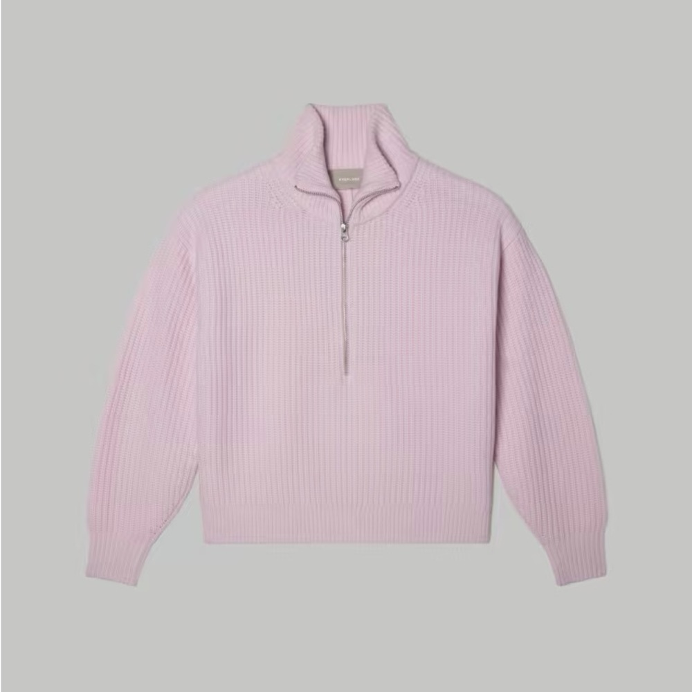 Everlane pink The Felted Merino Half-Zip Sweater size medium